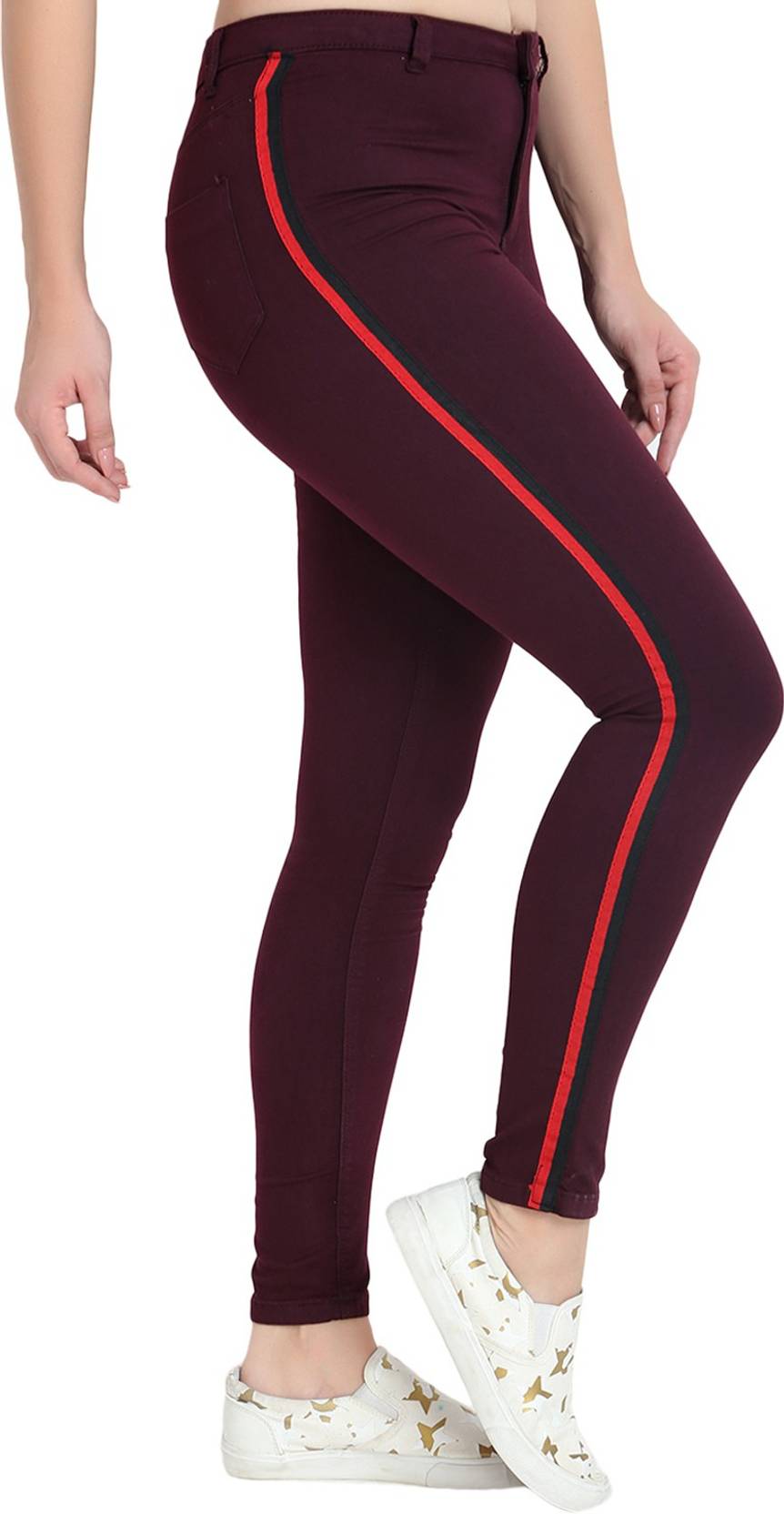KOTTY  Women Skinny High Rise Maroon Jeans
