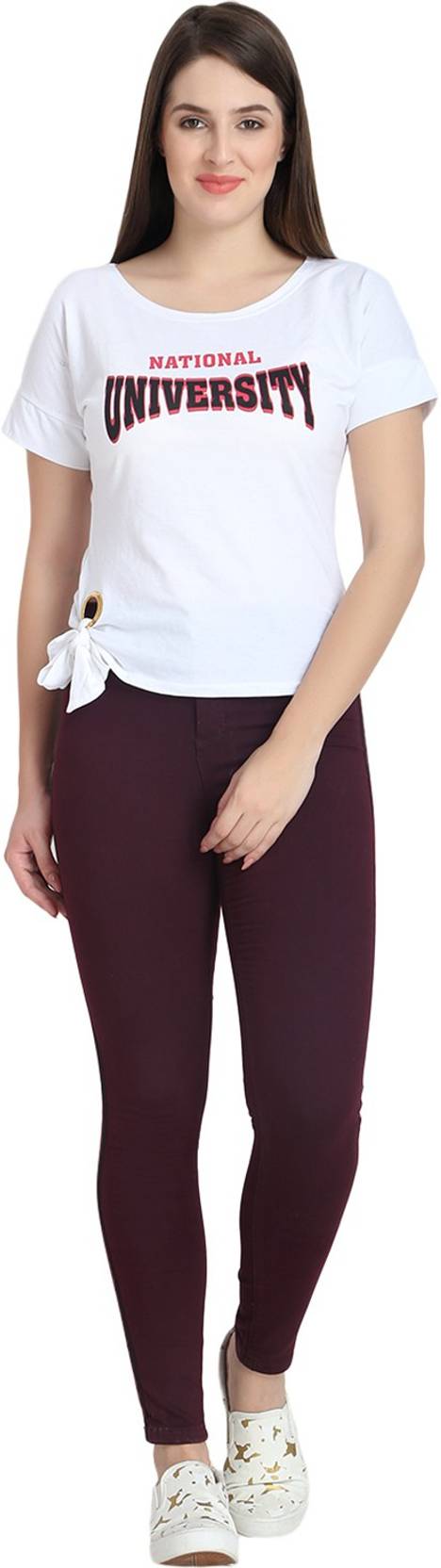 KOTTY  Women Skinny High Rise Maroon Jeans