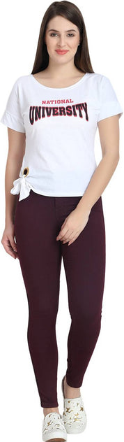 KOTTY  Women Skinny High Rise Maroon Jeans