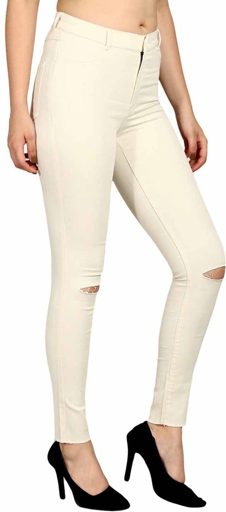 KOTTY  Women Skinny Mid Rise Beige Jeans