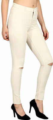 KOTTY  Women Skinny Mid Rise Beige Jeans