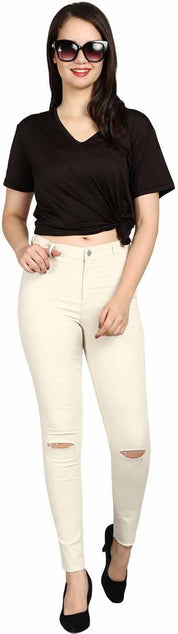 KOTTY  Women Skinny Mid Rise Beige Jeans