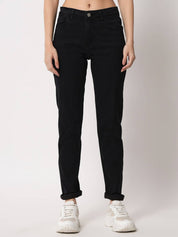 KOTTY Women Slim Mid Rise Black Jeans