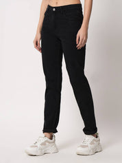 KOTTY Women Slim Mid Rise Black Jeans