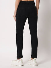 KOTTY Women Slim Mid Rise Black Jeans