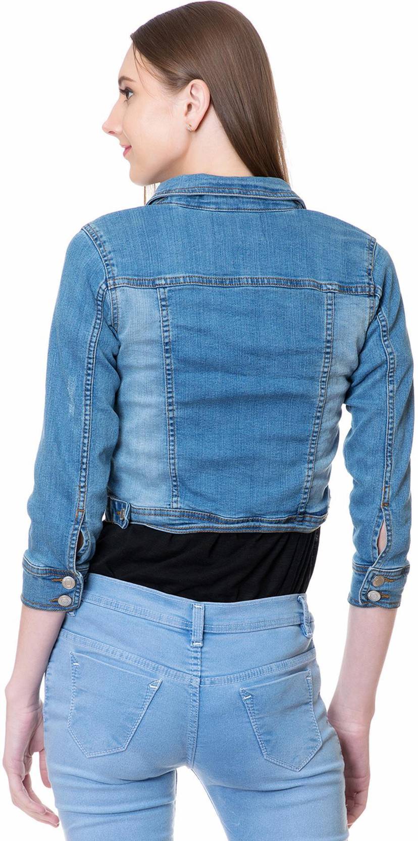 KOTTY Women Self Design Denim Casual Jacket