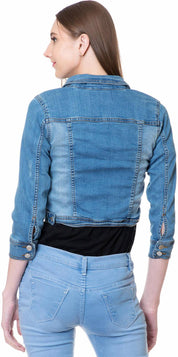 KOTTY Women Self Design Denim Casual Jacket