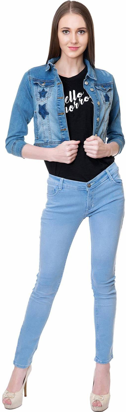 KOTTY Women Solid Denim Quilted Jacket