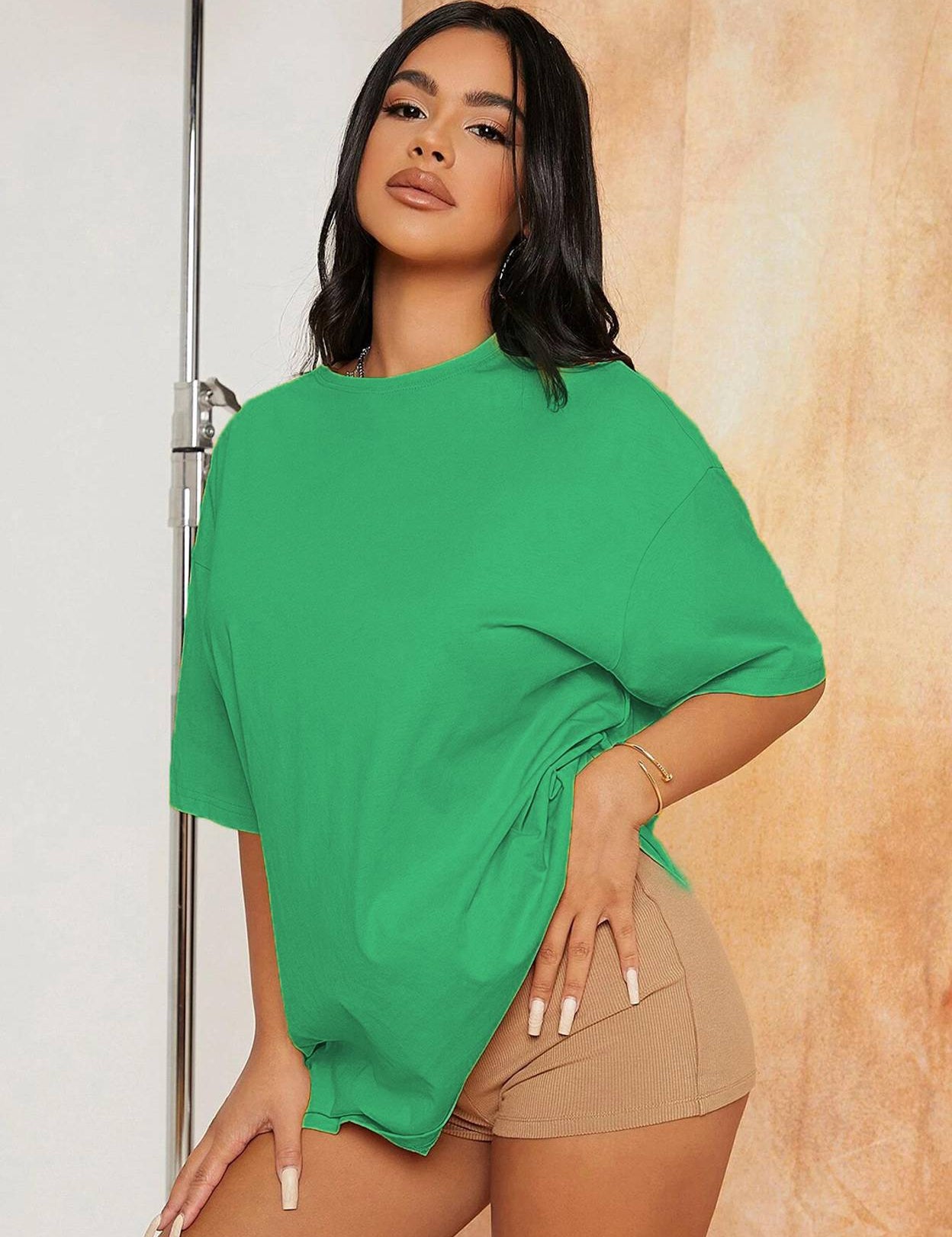 WomenSolidRoundNeckCottonBlendGreenT-Shirt-0_jpg.jpg