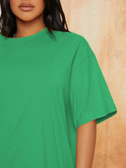 KOTTY Women Solid Round Neck Cotton Blend Green T-Shirt