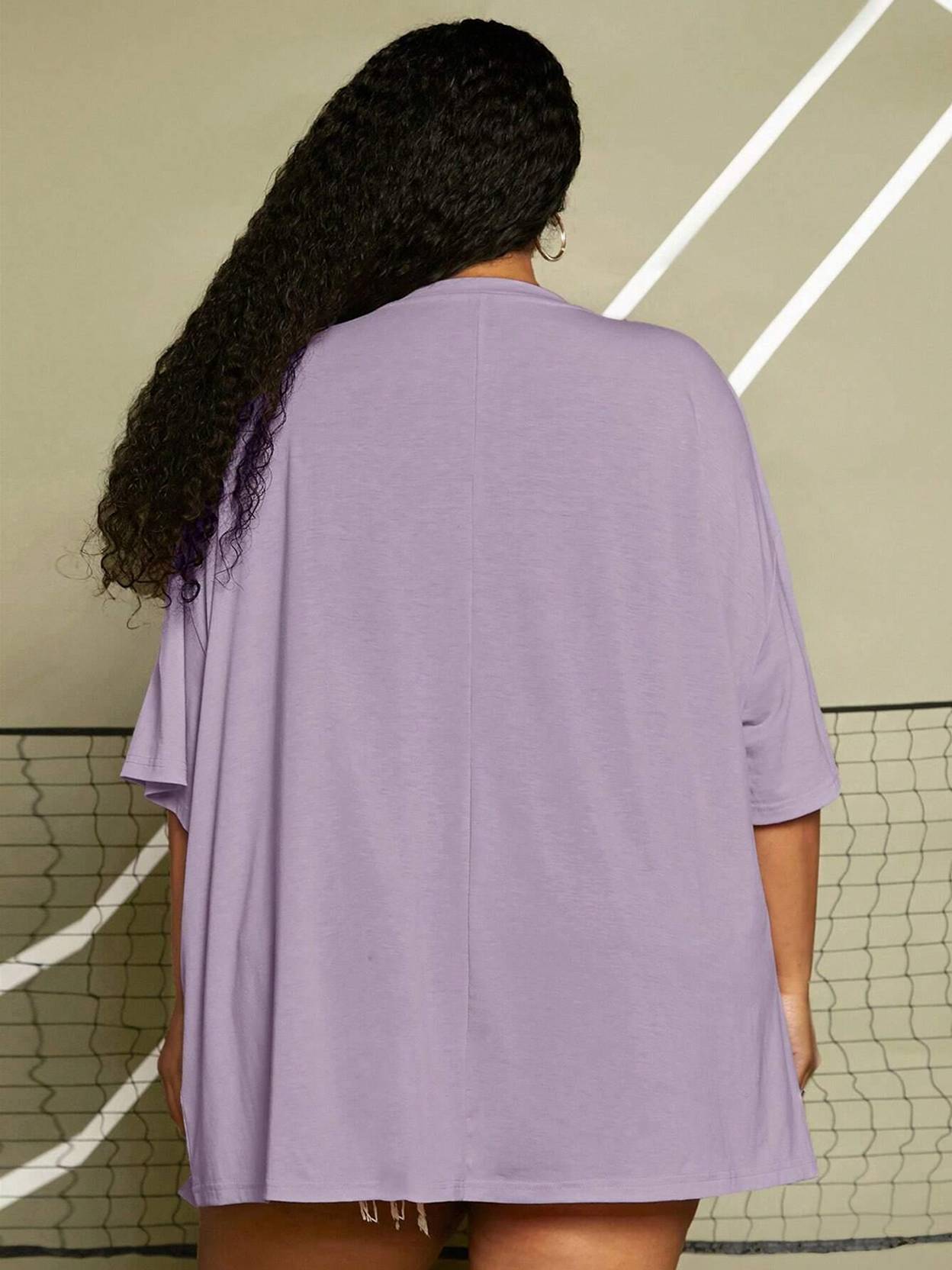 KOTTY Women Solid Round Neck Cotton Blend Purple T-Shirt