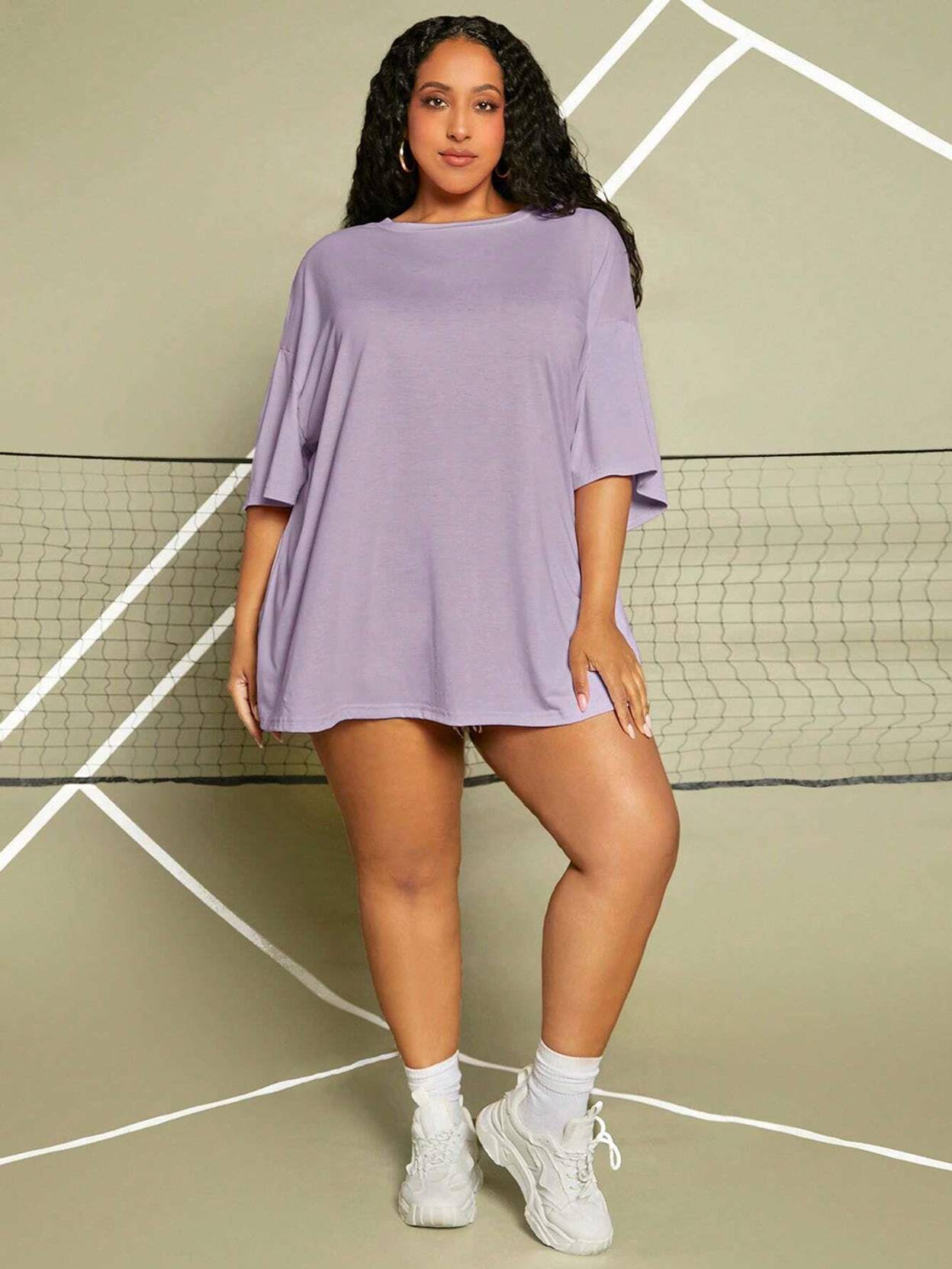 KOTTY Women Solid Round Neck Cotton Blend Purple T-Shirt