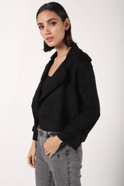 KOTTY Women Solid Single Breasted Casual Blazer  (Black)