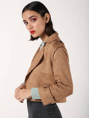 KOTTY Women Solid Single Breasted Casual Blazer  (Brown)