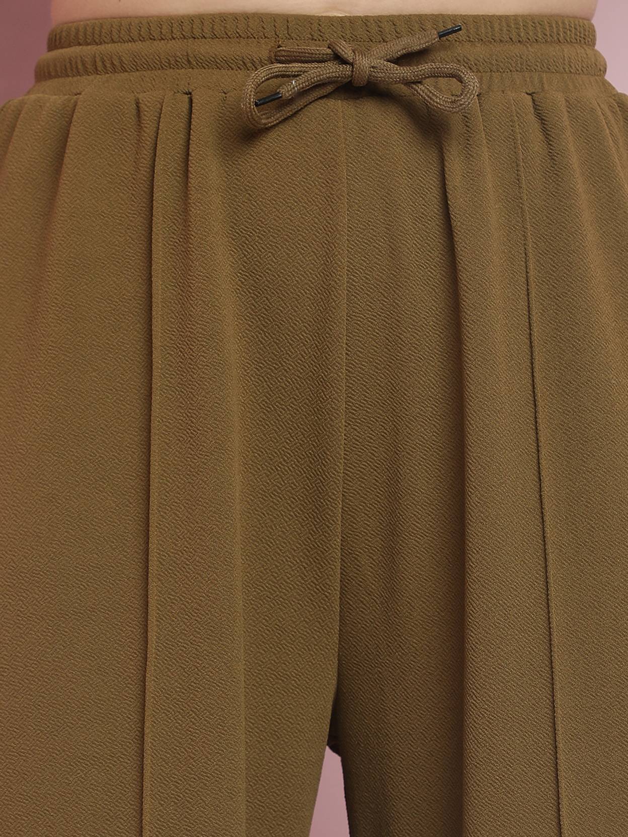 KOTTY Women Straight Fit Brown Viscose Rayon Trousers