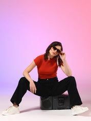 KOTTY Women Straight Fit High Rise Black Jeans