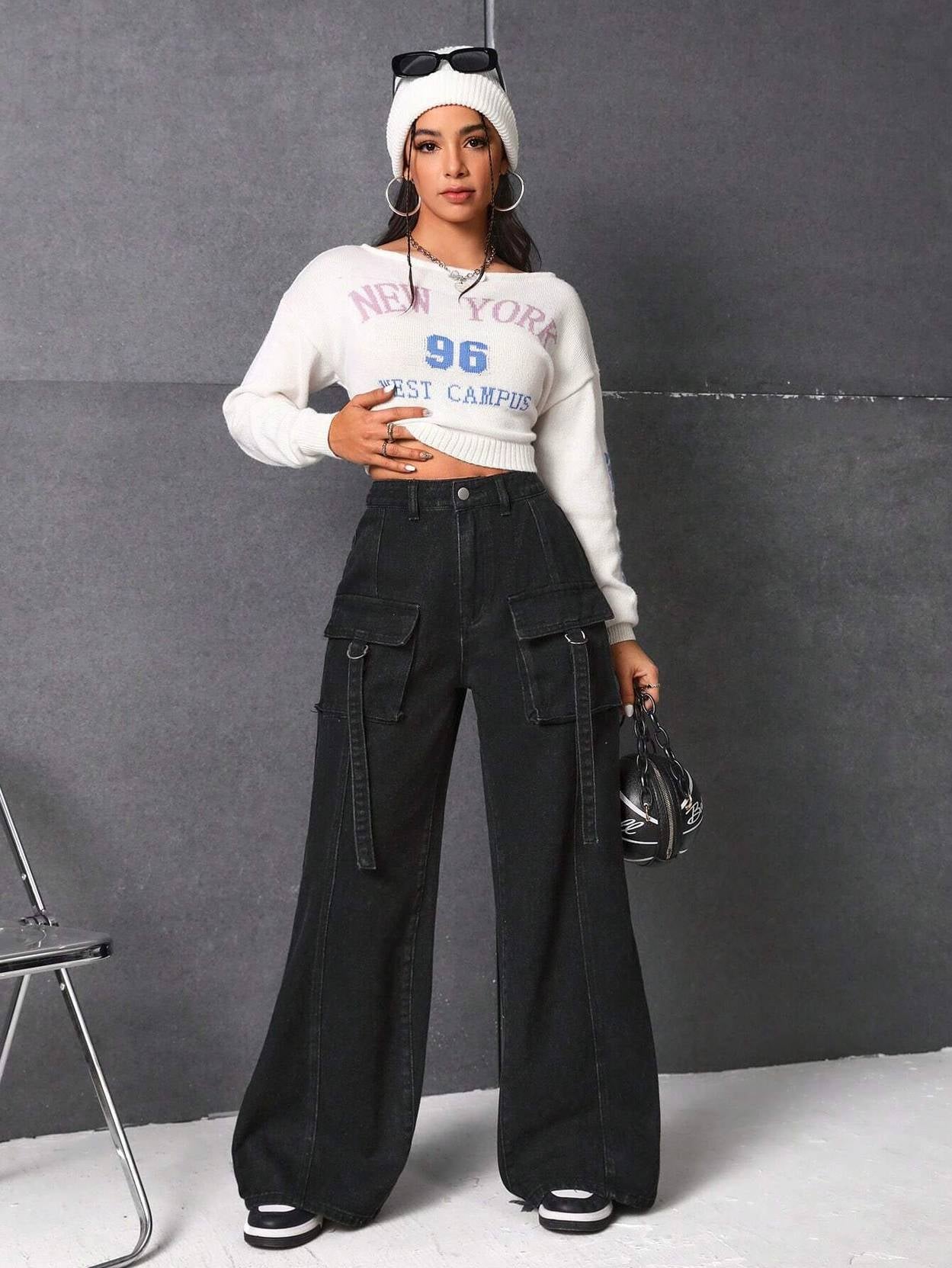 KOTTY Women Straight Fit High Rise Black Jeans