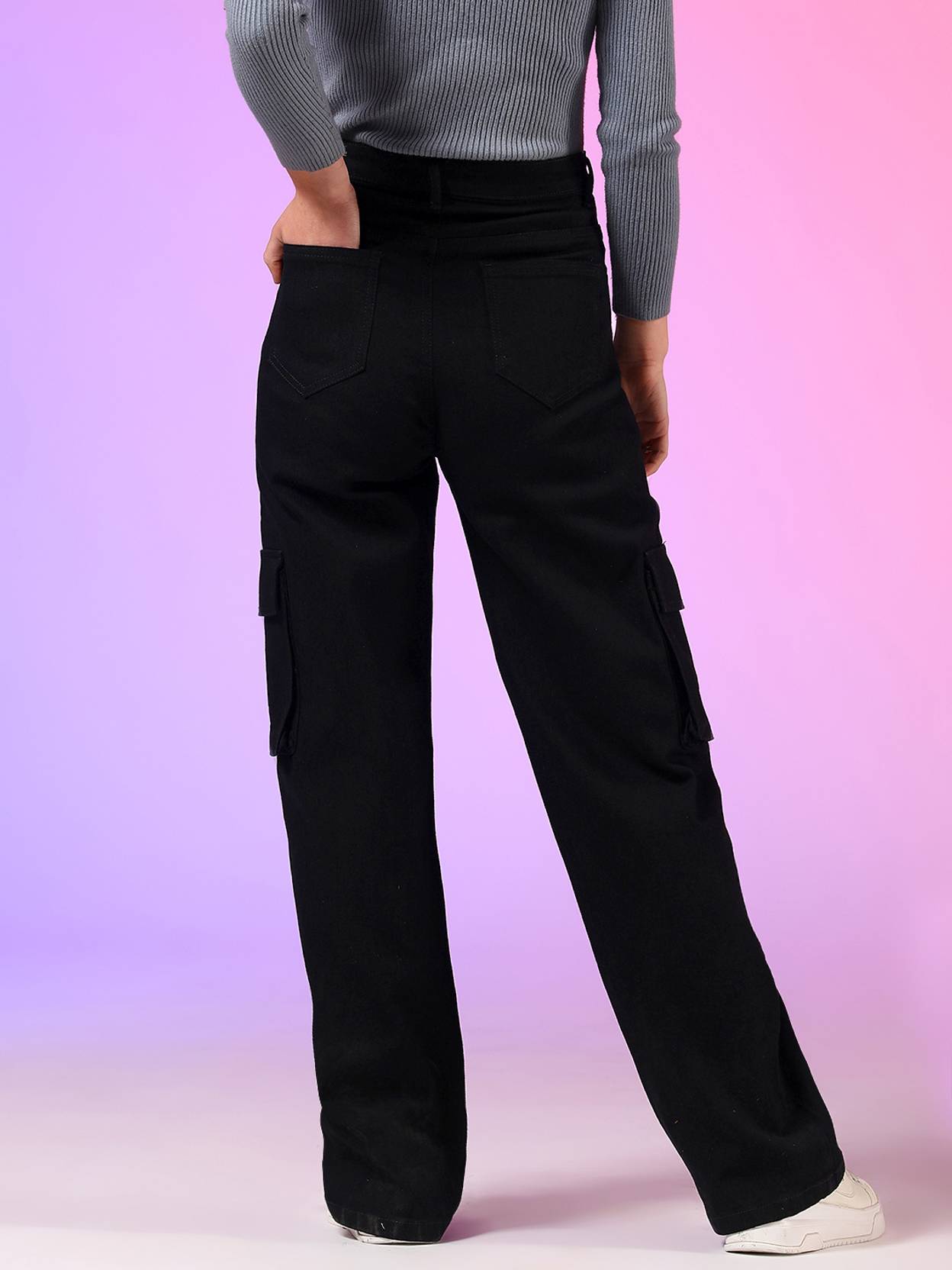 KOTTY  Women Straight Fit High Rise Black Jeans