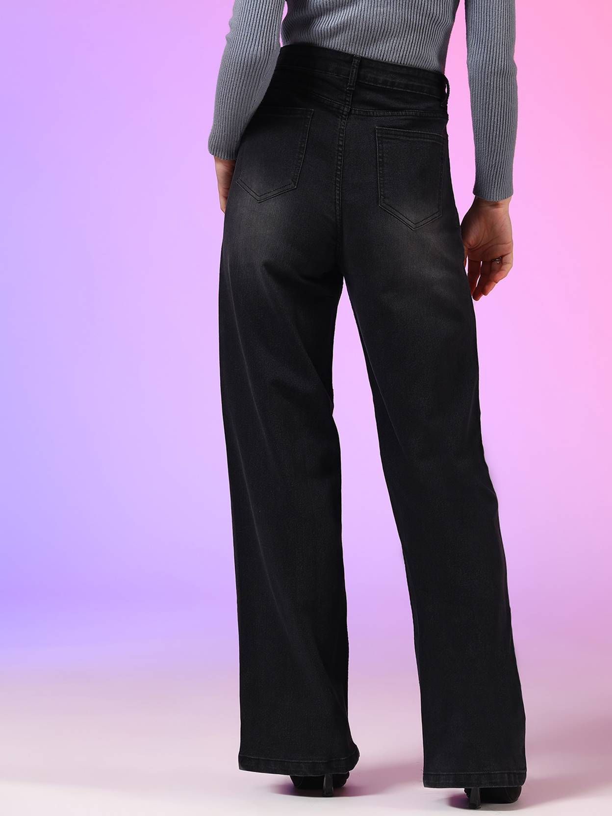 KOTTY  Women Straight Fit High Rise Black Jeans