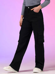KOTTY  Women Straight Fit High Rise Black Jeans