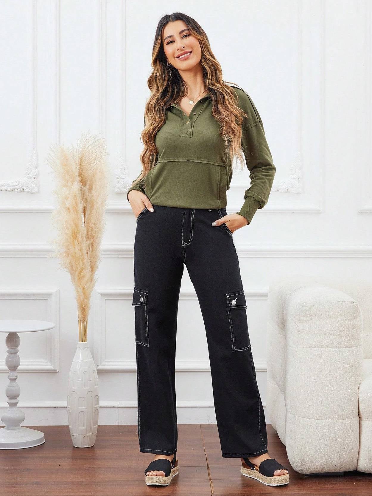 KOTTY  Women Straight Fit High Rise Black Jeans