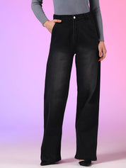 KOTTY Women Straight Fit High Rise Black Jeans