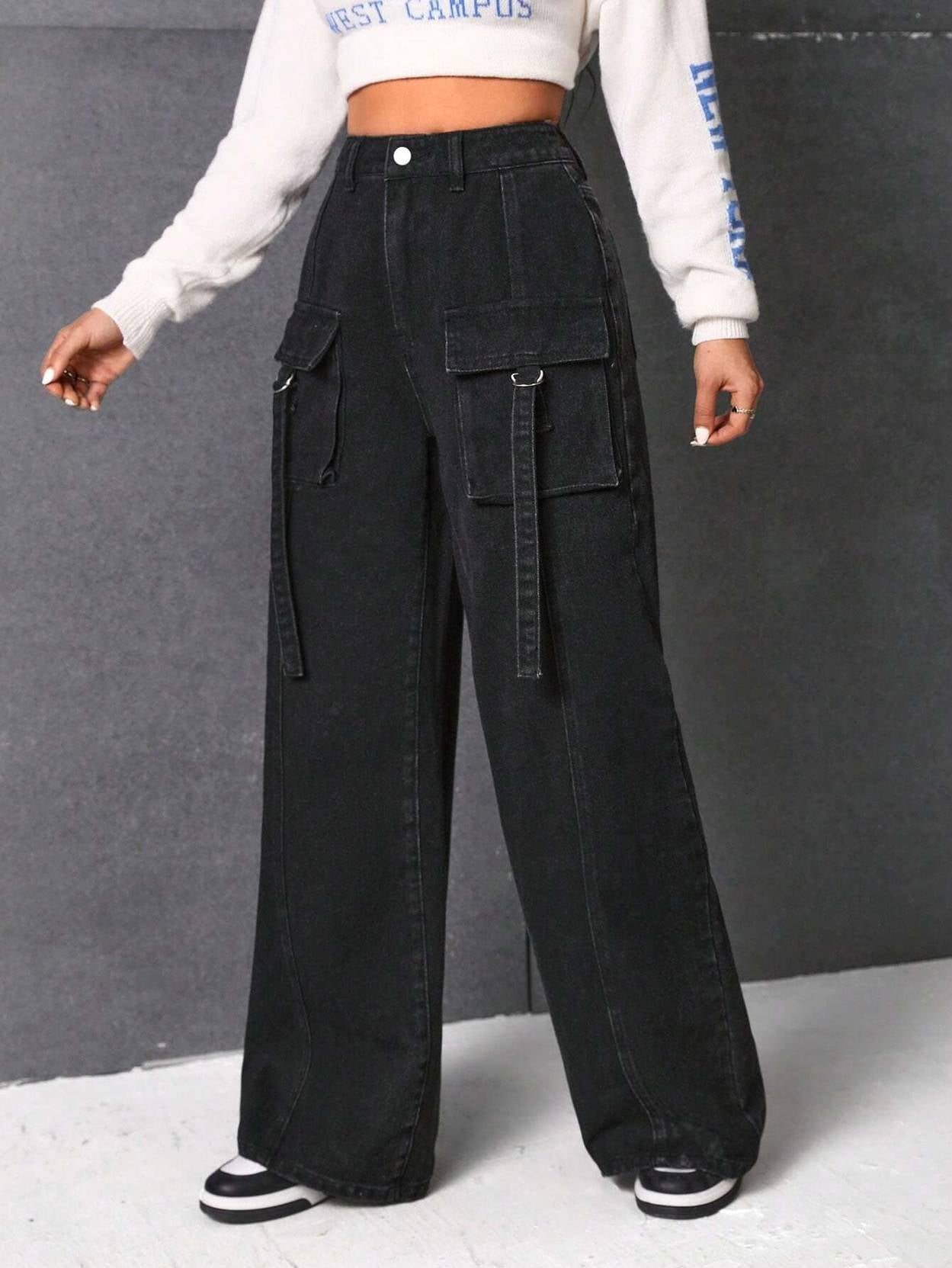 KOTTY Women Straight Fit High Rise Black Jeans