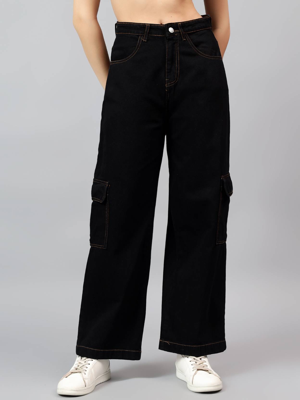 KOTTY Women Straight Fit High Rise Black Jeans