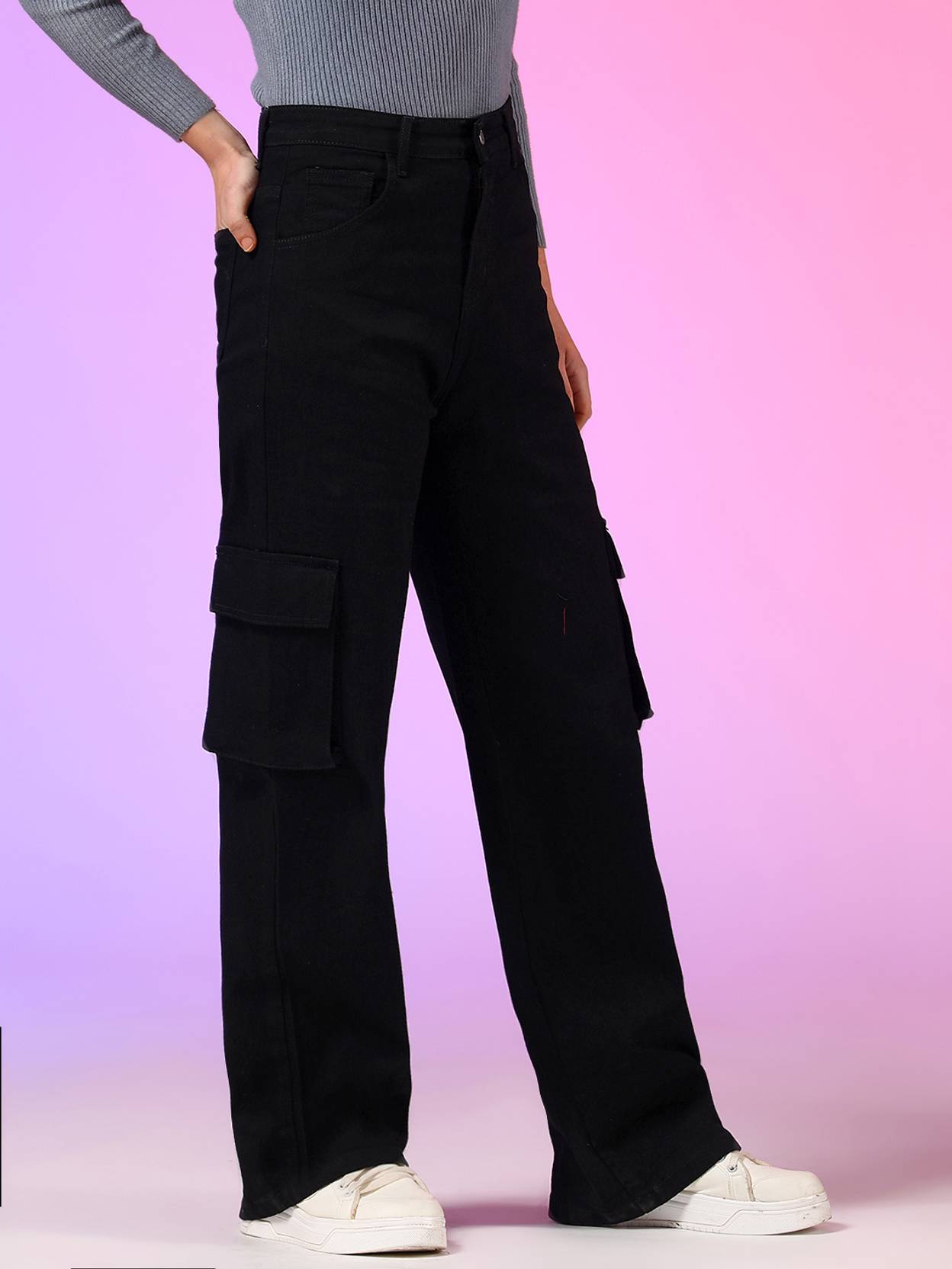 KOTTY  Women Straight Fit High Rise Black Jeans