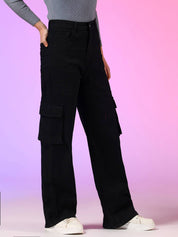 KOTTY  Women Straight Fit High Rise Black Jeans