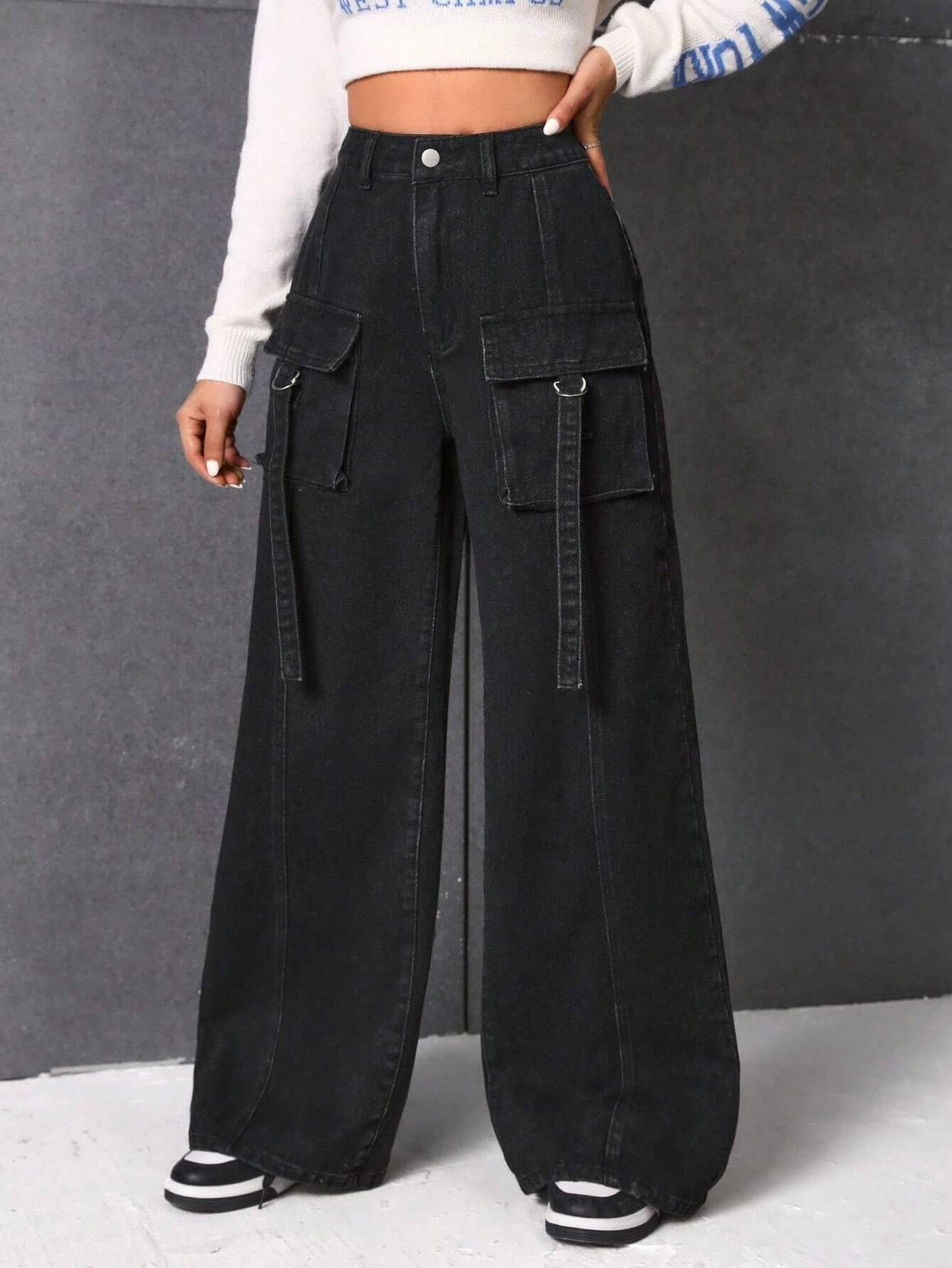 KOTTY Women Straight Fit High Rise Black Jeans