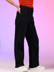 KOTTY Women Straight Fit High Rise Black Jeans