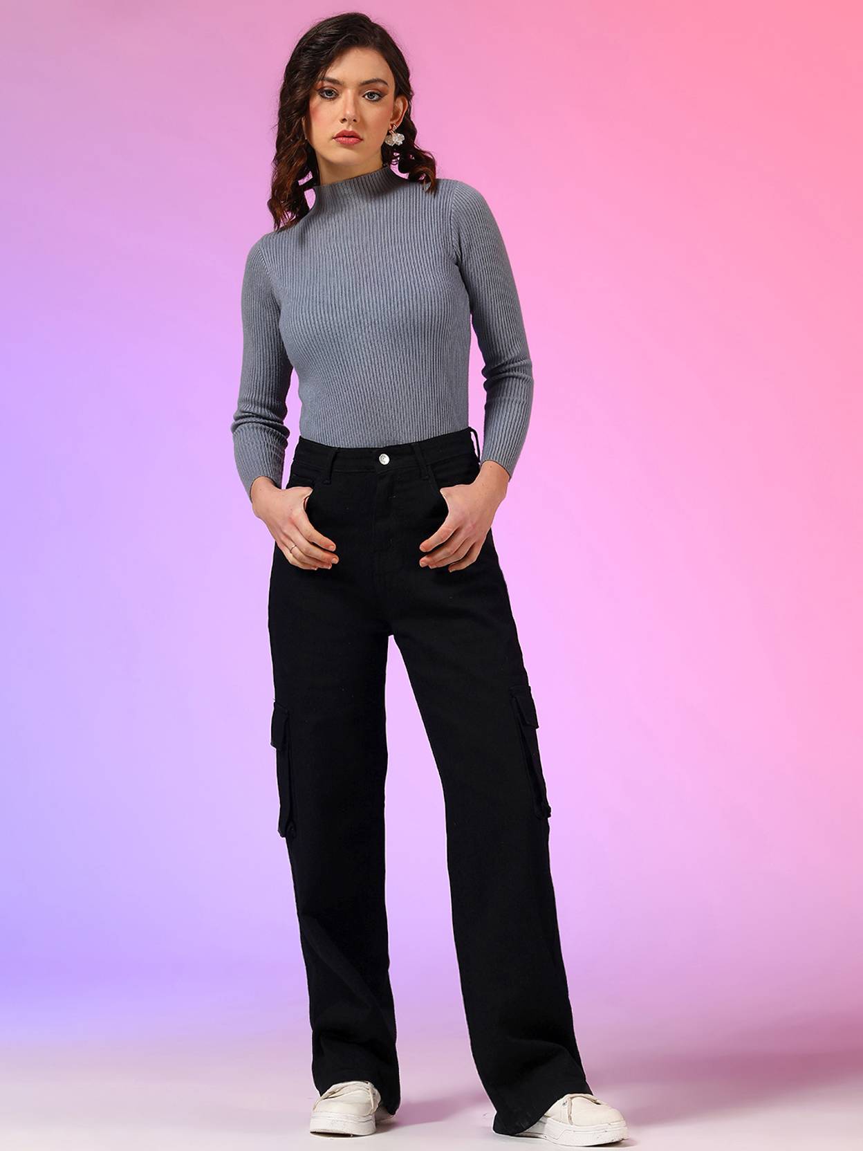 KOTTY  Women Straight Fit High Rise Black Jeans