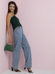 KOTTY Women Straight Fit High Rise Blue Jeans