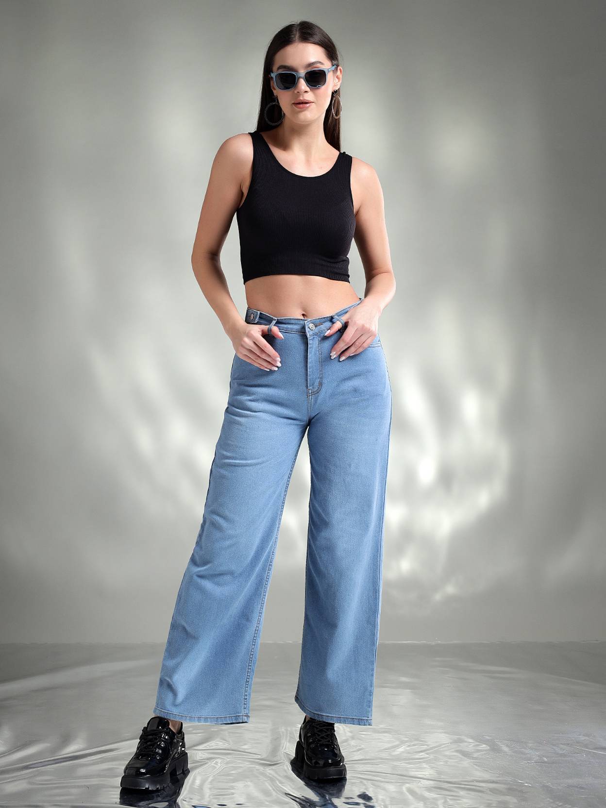 KOTTY Women Straight Fit High Rise Blue Jeans