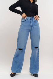 KOTTY Women Straight Fit High Rise Blue Jeans