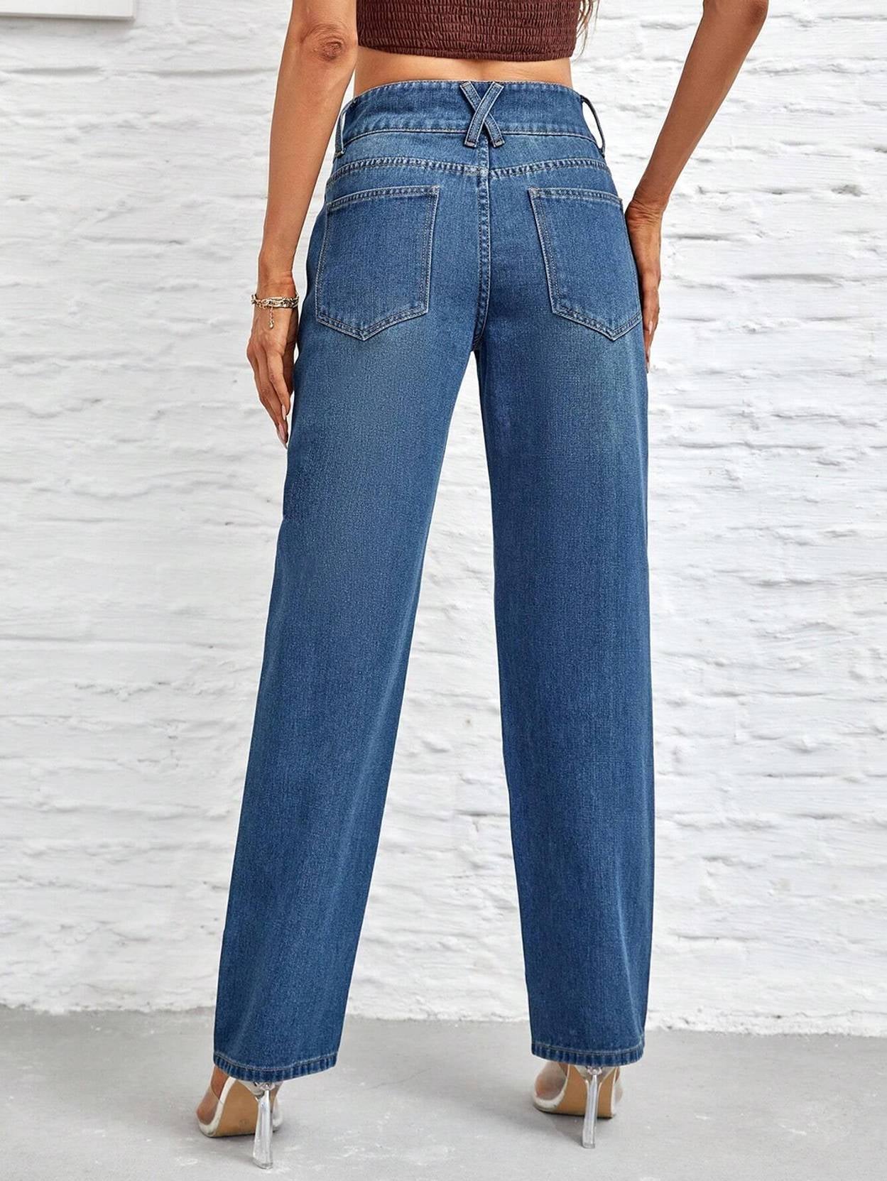 KOTTY Women Straight Fit High Rise Blue Jeans