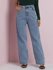 KOTTY Women Straight Fit High Rise Blue Jeans