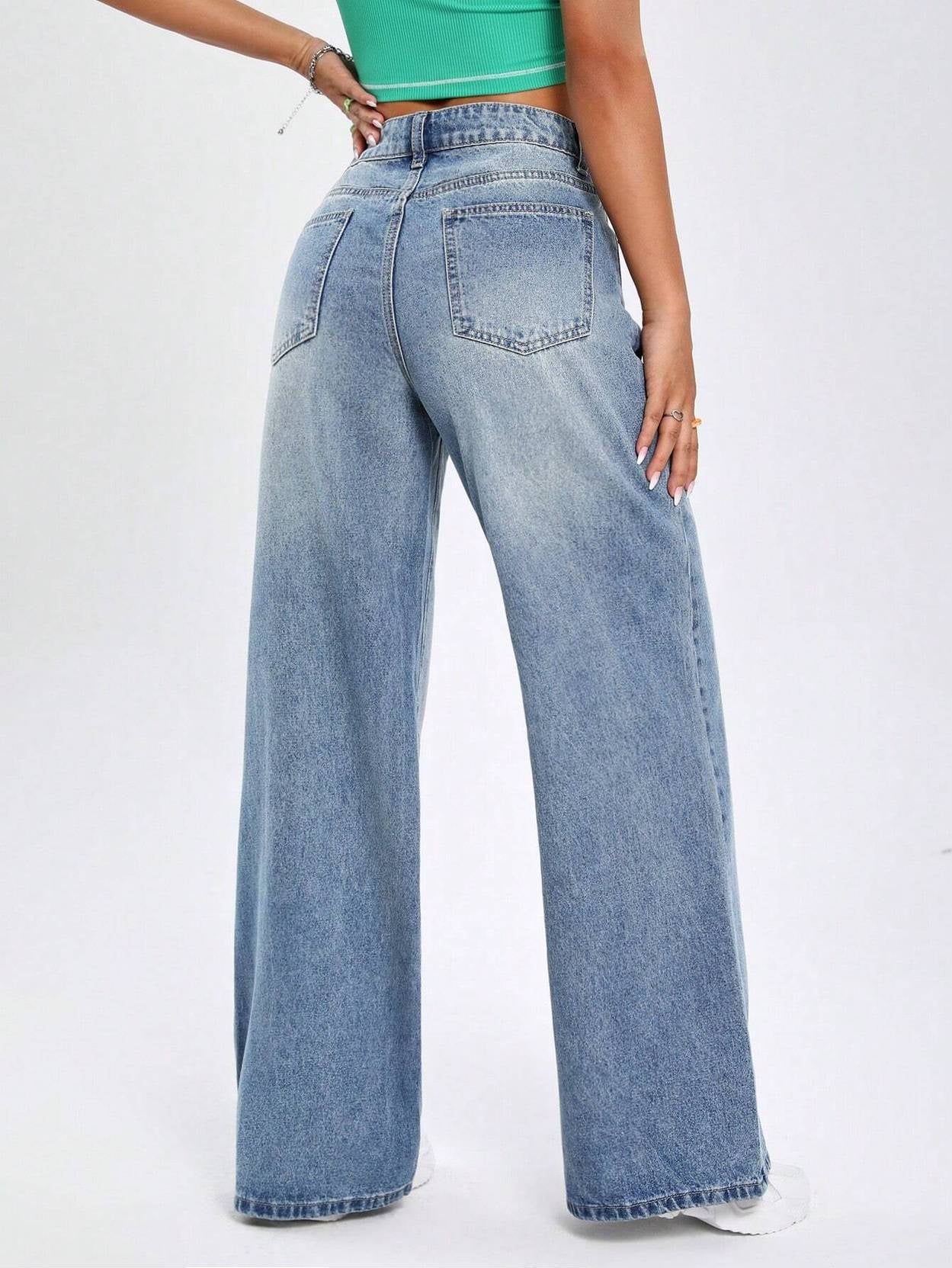KOTTY Women Straight Fit High Rise Blue Jeans