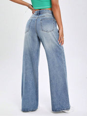 KOTTY Women Straight Fit High Rise Blue Jeans
