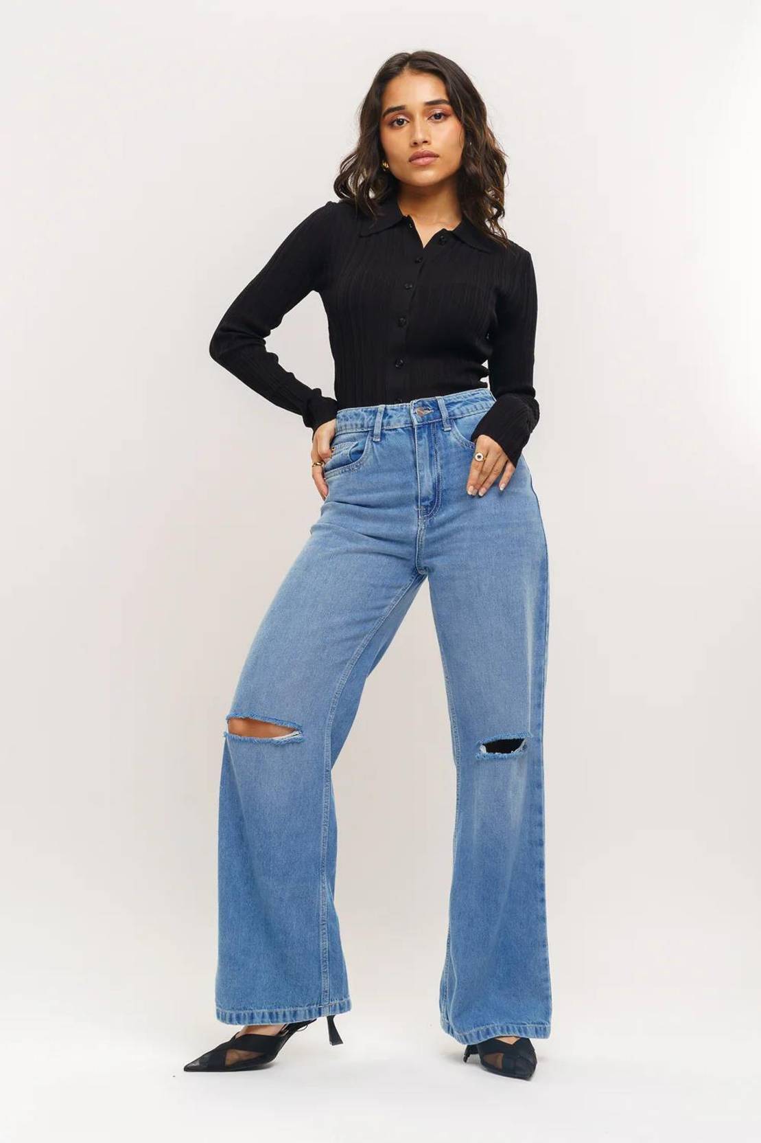 KOTTY Women Straight Fit High Rise Blue Jeans