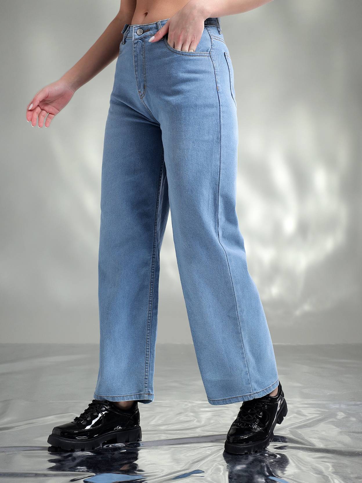 KOTTY Women Straight Fit High Rise Blue Jeans