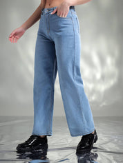 KOTTY Women Straight Fit High Rise Blue Jeans