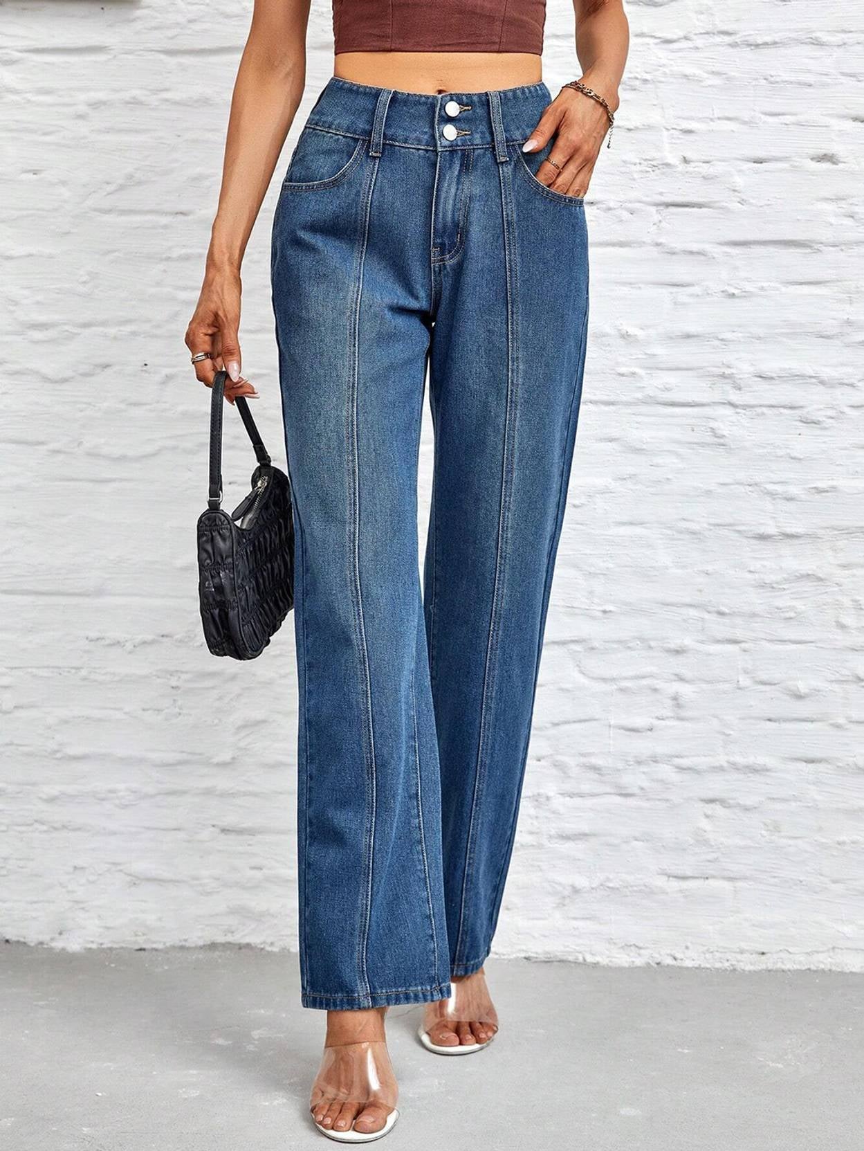 KOTTY Women Straight Fit High Rise Blue Jeans
