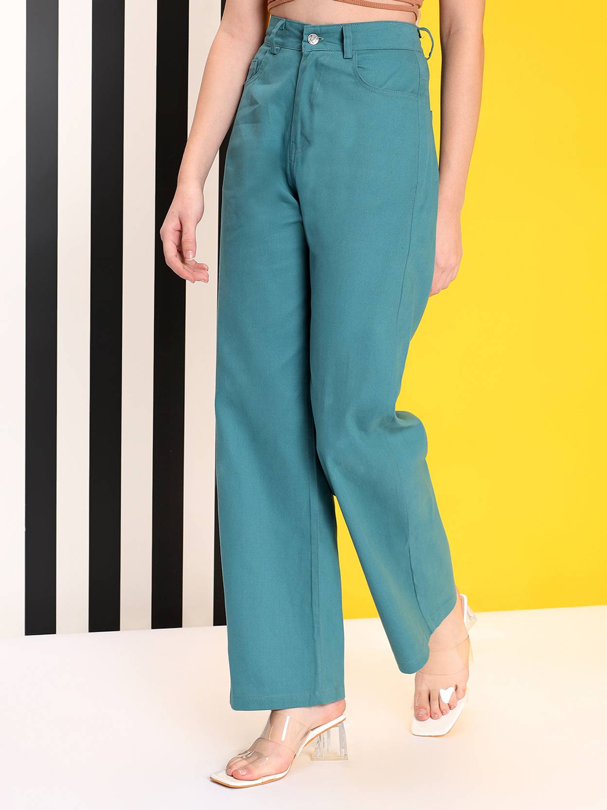 KOTTY Women Straight Fit High Rise Blue Jeans