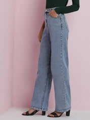 KOTTY Women Straight Fit High Rise Blue Jeans