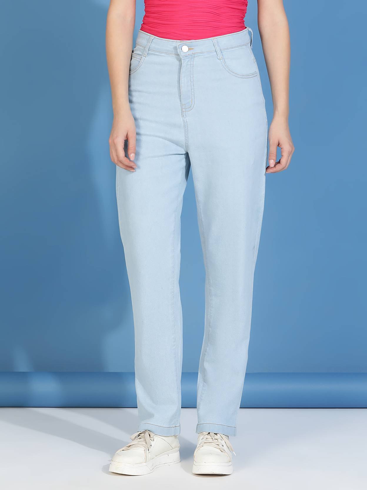 KOTTY Women Straight Fit High Rise Blue Jeans