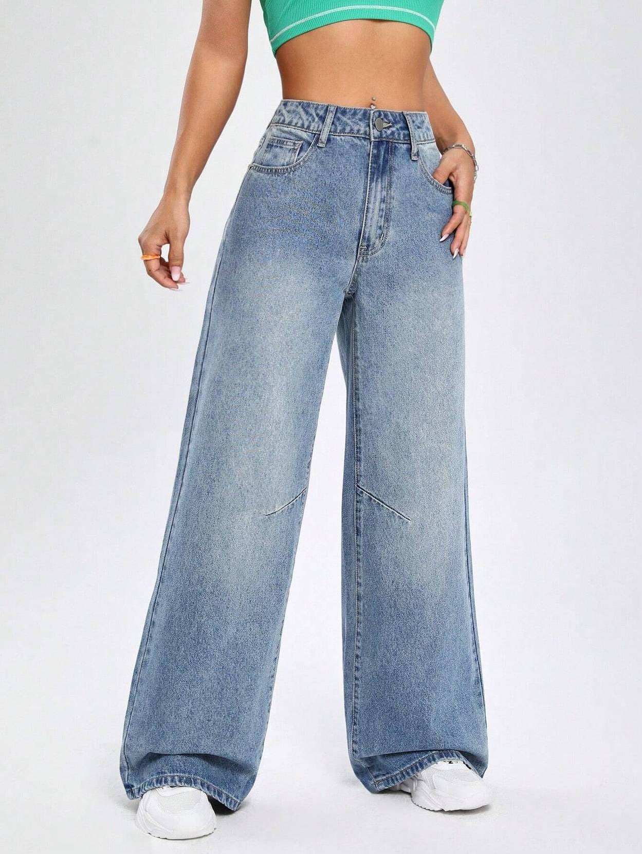 KOTTY Women Straight Fit High Rise Blue Jeans