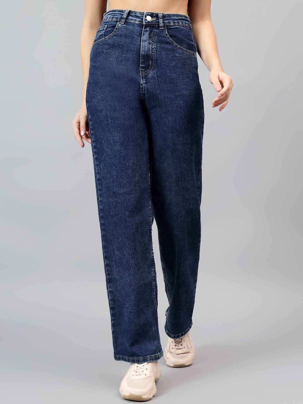 KOTTY Women Straight Fit High Rise Blue Jeans