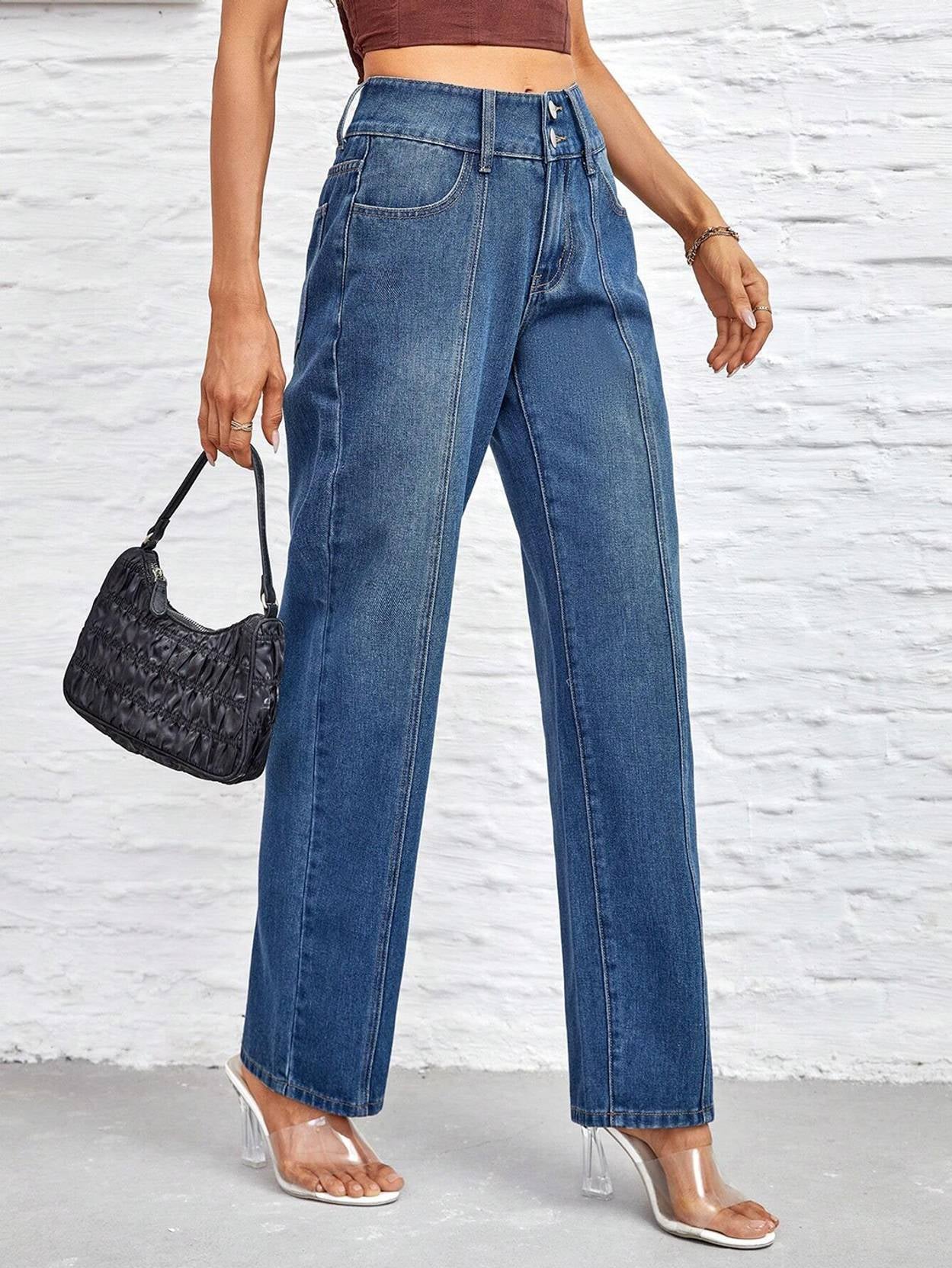 KOTTY Women Straight Fit High Rise Blue Jeans